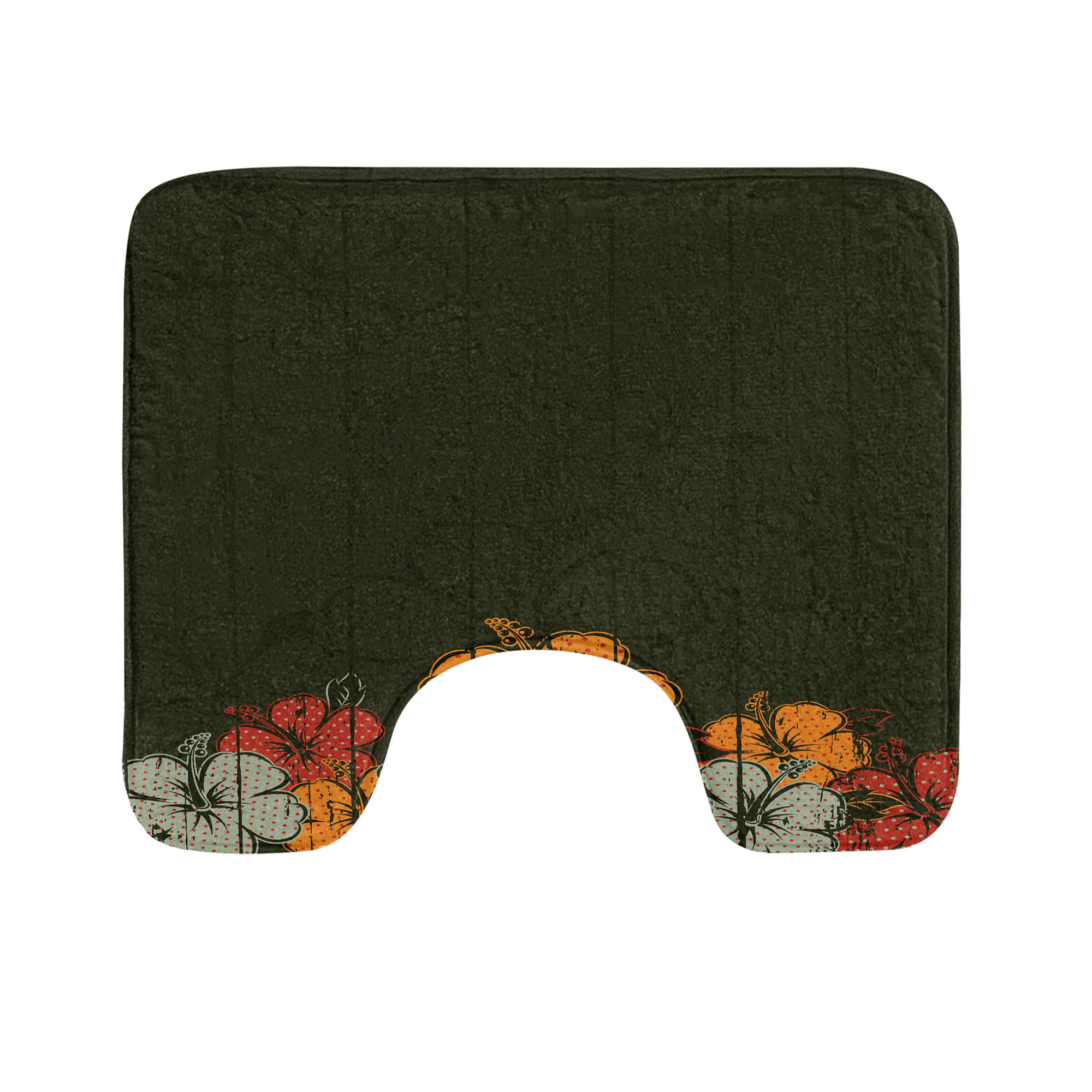 Winston Porter Floral Toilet Mat U-Shape Bathroom Rug 20" Army Green ...